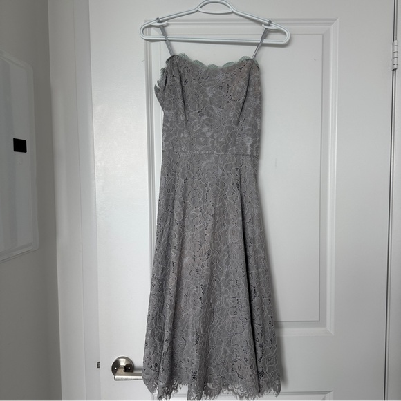 NWT Gray Lace Midi dress with Lace-up at back - Picture 1 of 11